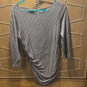 Boden Gray Long Sleeve Patterned Top